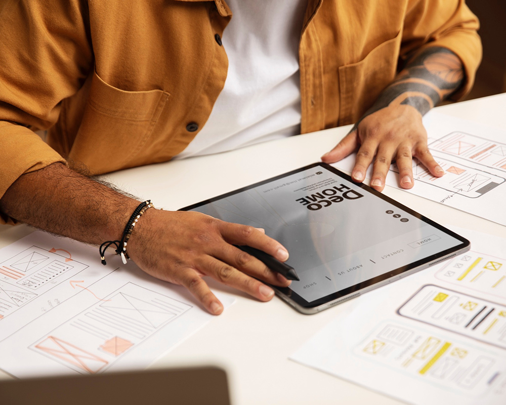 App developer doing some work on an iPad
