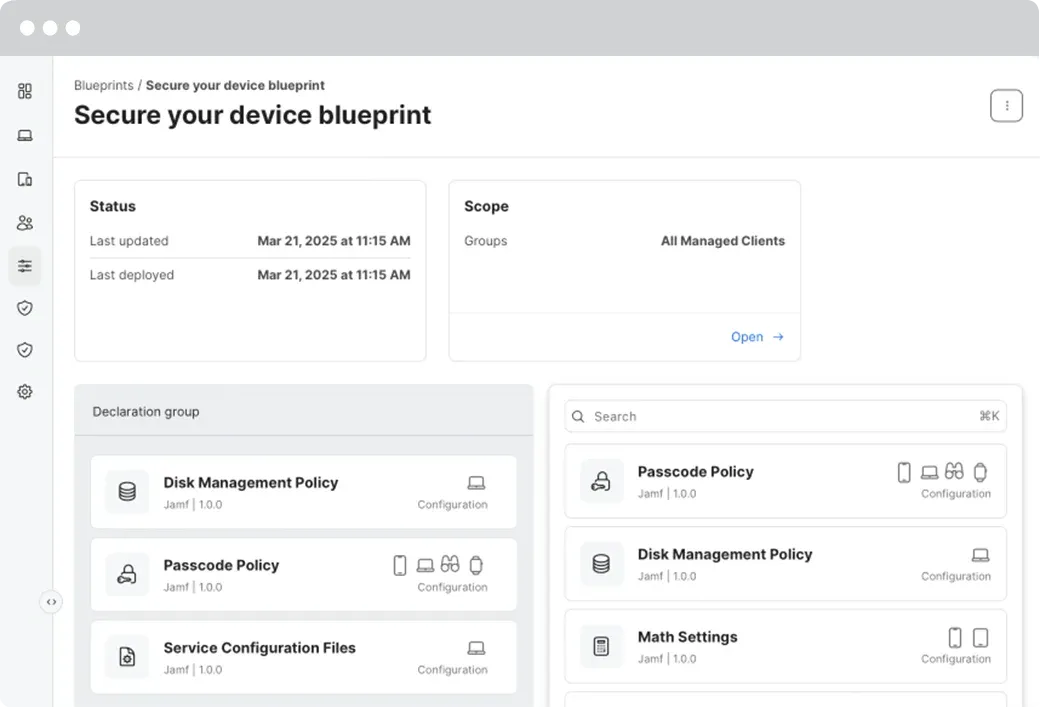 Jamf Pro device management solution dashboard